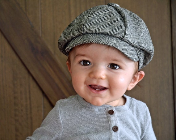 Baby Boy Newsboy Hat/Herringbone Infant 
