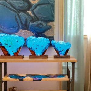 Sea Turtle Ocean Resin Night Light | Handmade Glowing Blue Marine Lamp for Beach Lovers, Kids Room, or Ocean Theme Decor