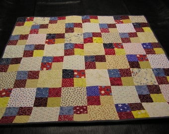 Red, White, Blue and Gold Baby Quilt