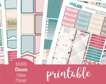 HIPSTER Classic Happy Planner Weekly Printable Kit, Printable Stickers, MAMBI Stickers, Happy Planner Stickers, Weekly Kit