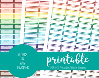 RAINBOW Priority Stickers, Printable Priority Stickers, Blank Priority Stickers, Printable Planner Stickers, ECLP, MAMBI Stickers