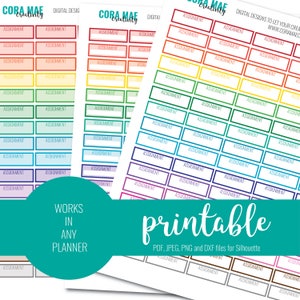 Pegatinas de tareas RAINBOW, pegatinas de tareas imprimibles, pegatinas del planificador de tareas, pegatinas del planificador imprimibles, ECLP, MAMBI