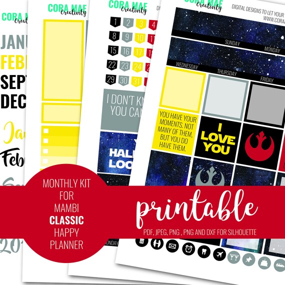 Download Star Wars Princess Leia Happy Planner Monthly Printable Kit Etsy