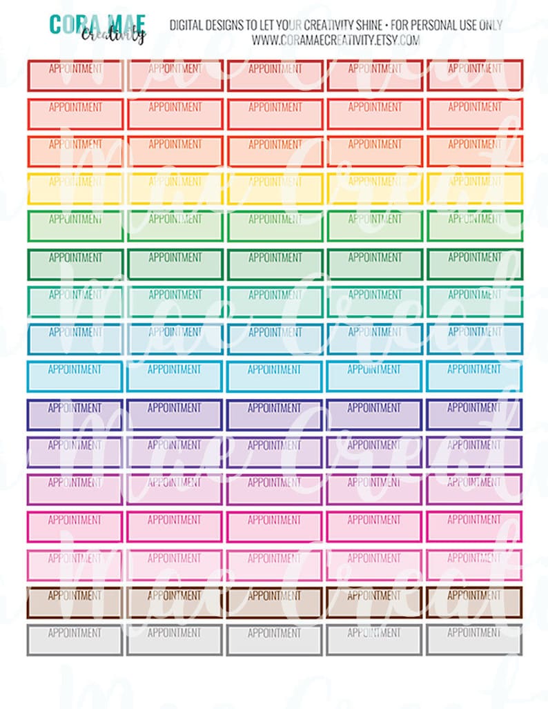 Download RAINBOW Appointment Stickers Printable Appointment ...