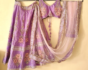 Navratri Lehenga Choli: Heavy Slub Silk, Rainbow Sequins, Festival Wear