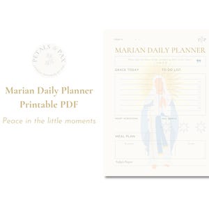 HALF OFF Catholic Daily Planner Digital Download with Virgin Mary, Hail Mary Tracker, Bible Verse, Meal Plan, Prayer, To-Do List, Schedule