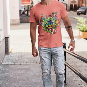 Camiseta unisex de héroes de los 80, camiseta con personajes de dibujos animados, camiseta retro nostálgica, top con gráficos vintage, ropa para fans de los 80