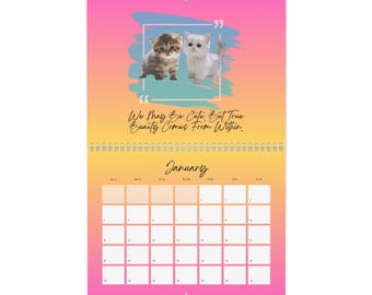 Cat Wall Calendar 2026, Inspirational Quotes, Cute Animal Decor, Gift for Cat Owners