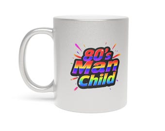 80s Cartoon Character Metallic Mug: Retro Coffee Cup