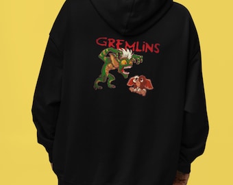 Vintage jaren 80 Gremlins-hoodie met rits: retro filmfankleding