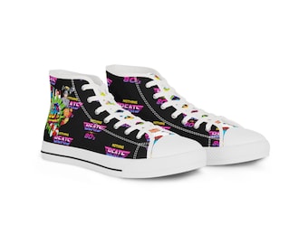 Retro 80er Jahre High Top Sneakers: Bedruckte Canvas-Schuhe