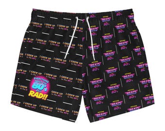 Retro 80s Swim Trunks: Vibrant Polyester Beachwear