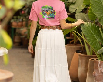 80s Pop Culture Boxy Tee: Retro Graphic, Pigment-Dyed Cotton