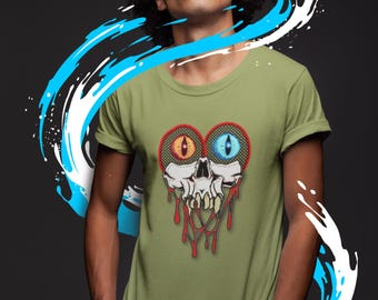 Men's Oversized Graphic Tee: Knowing Heart Skulls Design
