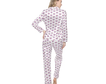 Nichts schlägt die 80er Jahre, Damen Satin-Pyjamas, Retro-Nachtwäsche, Seiden-PJ-Set, Lounge-Wear, Nachtwäsche