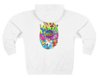 Retro 80s Cartoon Heroes Zip Hoodie: Unisex Comic Book Sweatshirt
