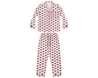 80er Jahre Stil Satin Pyjama Set: Damen Luxus Nachtwäsche