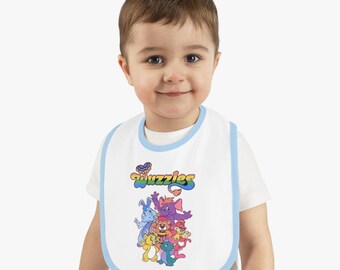 Whimsical Wuzzles Baby Bib: Soft Cotton with Contrast Trim