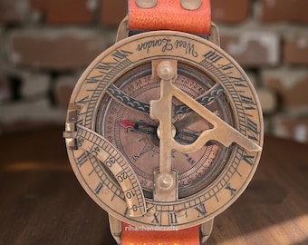 Brass Sundial Watch | Vintage Compass Wristwatch