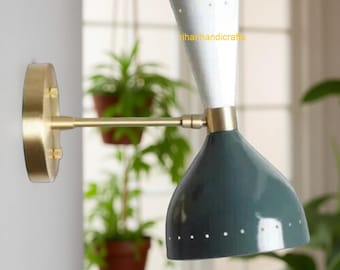 Mid-Century Modern Brass Wall Sconce, Handmade Italian Diabolo Light