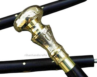 Vintage Brass Walking Stick | Elegant Wooden Cane