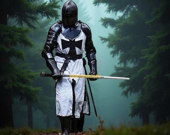 Templar Knight Costume: Medieval Crusader Full Armor Set, Halloween Cosplay