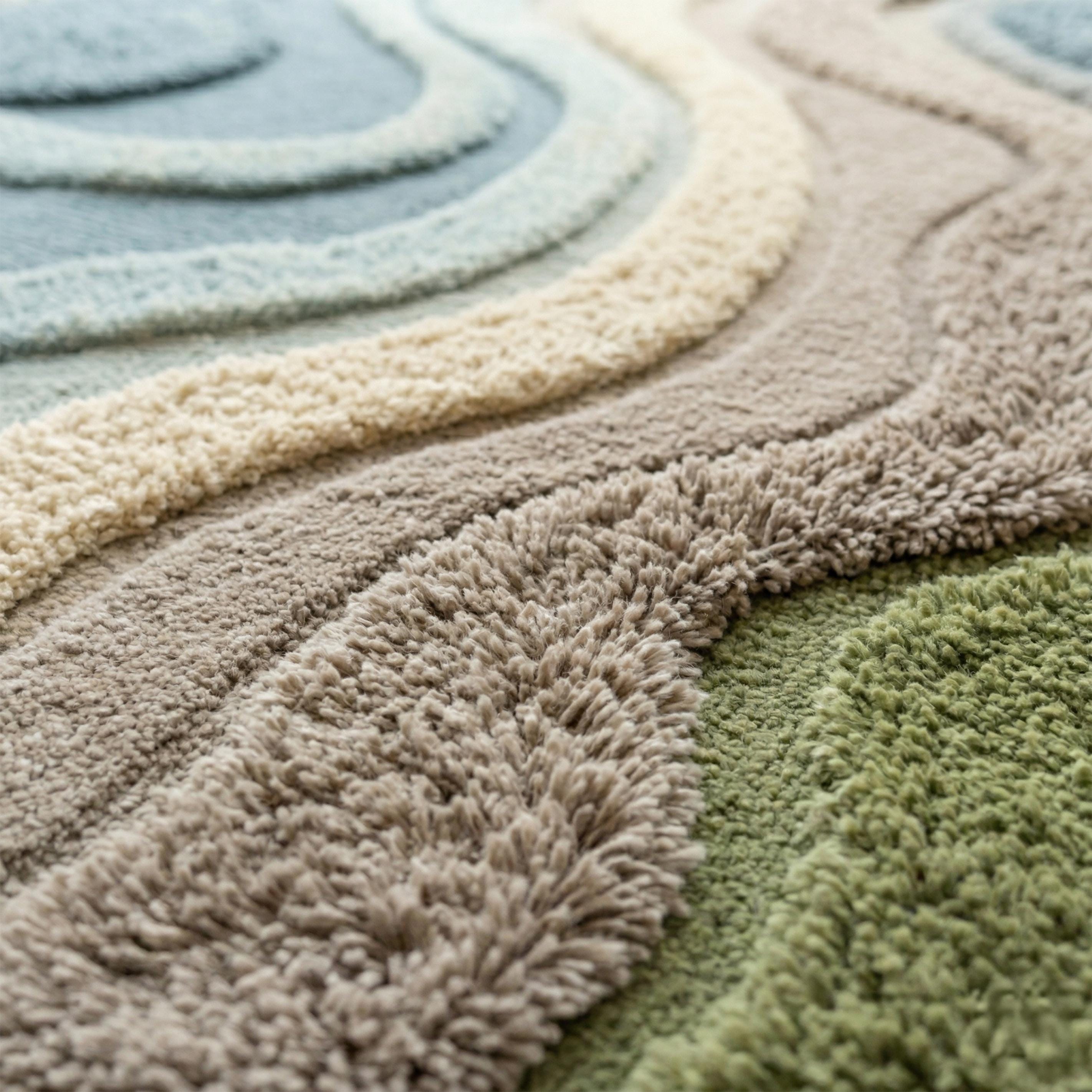 Hand Tufted Wool Rug, Blue Abstract Modern Soft Area Carpet - Etsy