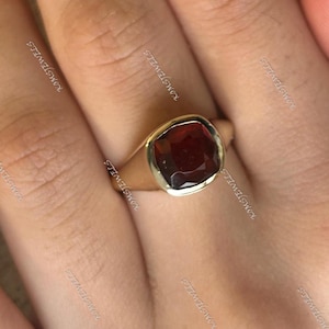 3 Carat Cushion Cut Red Ruby Engagement Ring - Unique Halo Diamond Wedding Ring - Art Deco Wide Band Bridal Ring - Special Gift Ring For Her