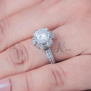 2 Ct Round Cut Moissanite Engagement Ring/14K Rose Gold Ring/Art Deco Ring/Classic Wedding Ring/Vintage Bridal Solitaire Ring