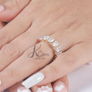 Oval Cut Moissanite Half Eternity Wedding Band, 1.50CTW Oval Half Eternity Band, Oval Stacking Matching Band, Oval Diamond Wedding Ring