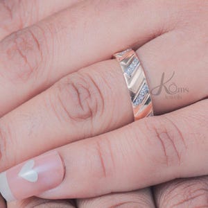 Gold wedding bands with diamonds. Matching wedding rings. His and hers wedding rings set. Gold rings. Couple wedding rings. Diamond bands.