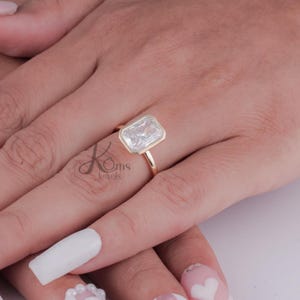 3CT Radiant Cut Moissanite Solitaire Engagement Ring, Promise Ring Bezel Setting Ring, Statement Anniversary Gift for Her Wedding Ring
