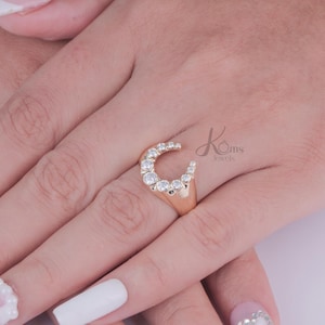 14k Gold Cigar Wedding Band, U Shaped Ring, Bezel Diamond Unique Band, Unique 7mm Wide Cut Out Design Womens Thick Wedding Band Chevron Ring
