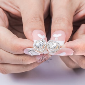 3.00CT Heart Cut Moissanite Earrings / Heart Cut Stud Wedding Earrings Solitaire Screw Back Earring /Engagement Anniversary Gift Earrings