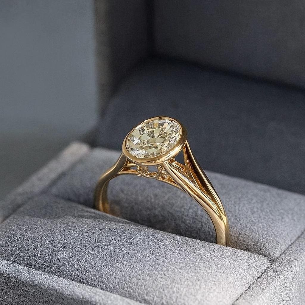 Solid Gold Split Shank Oval Cut Moissanite Engagement Ring, Moissanite Wedding Promise Ring, Daily Wear Classic Anniversary Gift for Wife