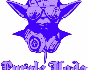 Filtyperna för reproduktioner av prinsen [Purple Yoda] för T-shirts inkluderar: SVG, PNG, JPEG