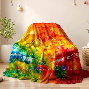 Vibrant Pride Month Rainbow Blanket – 60x80 Soft Throw – LGBTQ+ Gift, Cozy, Colorful, Warm, Inclusive Decor