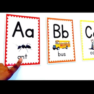 Large ABC Phonics Cards: ABC, CVC Words - Montessori Learning Wall-mounted Alphabet Group Learning Cards
