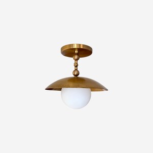 Handmade Brass Globe Ceiling Light | Mid Century Flush Mount Pendant Light | Handmade Brass Dome Light for Kitchen, Hallway, Bedroom Decor