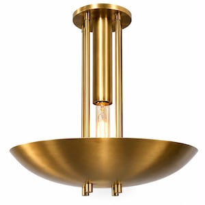 Handmade Solid Brass Bowl Ceiling Light | Mid Century Modern Fixture