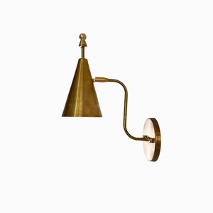 Handmade Vintage Brass Wall Sconce Light | Mid Century Cone Shade Lamp | Vintage Industrial Wall Light for Bedroom, Hallway, Living Room