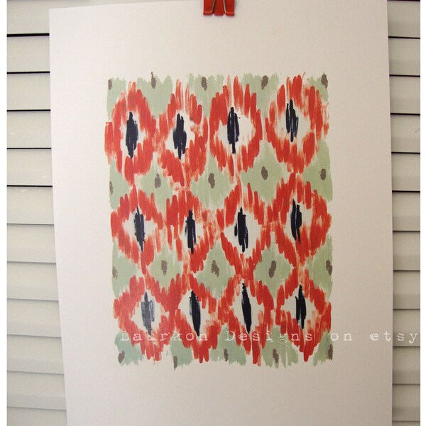 Ikat. Original Painting Print 8.5 x 11