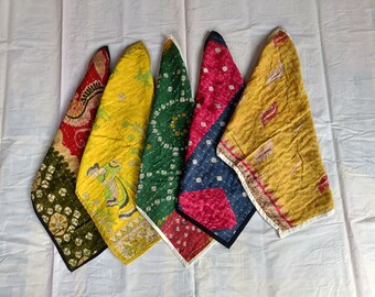 Toalhas Kantha estilo vintage, conjunto de 10 peças: tecido de algodão boho.