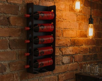 Portabottiglie da parete moderno con portabicchiere: design tagliato al laser (file digitali DWG/STEP)