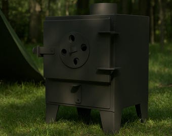 Heavy-Duty Camp Stove | Welded Body for Maximum Durability | Includes 3D + DWG + Drawing PDF