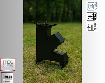 Collapsible Camping Rocket Stove Grill: Laser Cut Files STEP/DWG