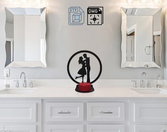 Love Candle Holder Metal Wall Art Laser Cut DXF