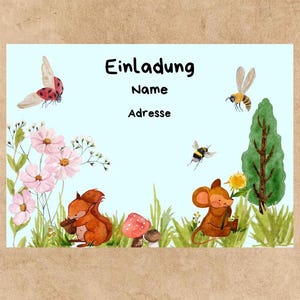 Invitation with mouse and squirrel