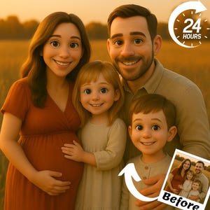 Pixar Style Custom Portrait from Photo | Personalized Digital Cartoon Art | Gift for Couples, Kids, Pets, Family