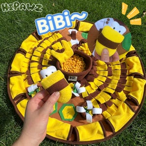 NEW! Free Shipping – 70*70cm Two Bees Dog Snuffle Mat – Fun Slow Feeder Puzzle Rug for Pets Interactive Dog Toy，Machine Washable